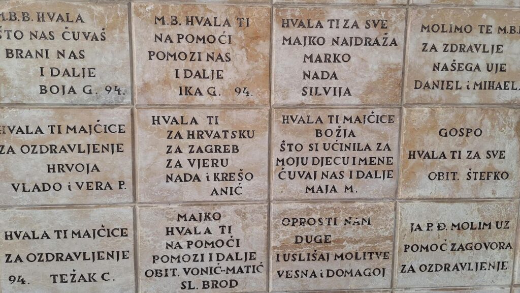 Zahvale vjernika za čuda po zagovoru Majke Božje Bistričke u svetištu